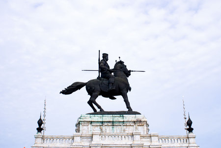 Man riding horse for war scuplture in thailand monument