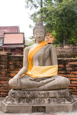 Pray buddha in ancient city of thailandの写真素材
