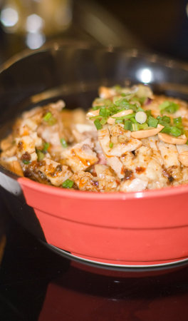 delicious chinese food in white plate restaurant