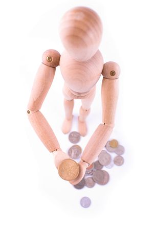 dummy with southeast country coins isolated on whiteの写真素材