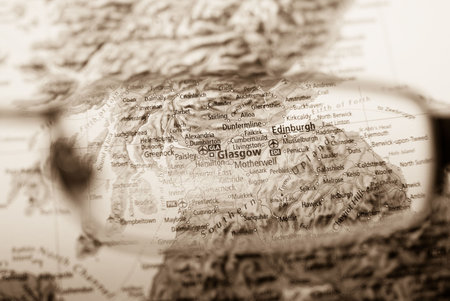 business destination selection from map of Glasgowの写真素材