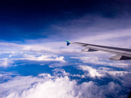 Aerial view of the earth with blue sky