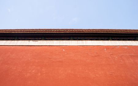 red protection wall of beijing forbidden cityの写真素材