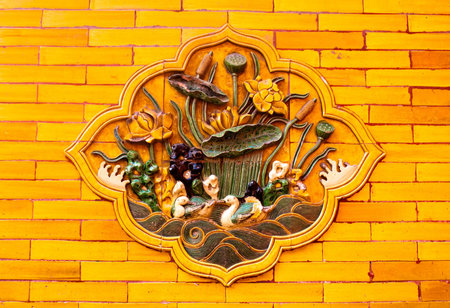 wall exterior decoration in the beijing forbidden cityの写真素材