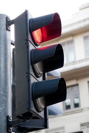 red traffic light on in singapore outdoor