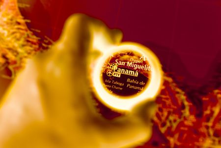 Selective focus on antique map of Panamaの写真素材