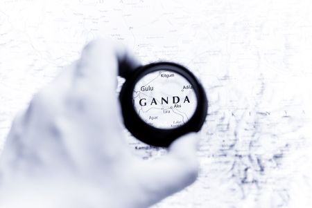 Selective focus on antique map of Gandaの写真素材