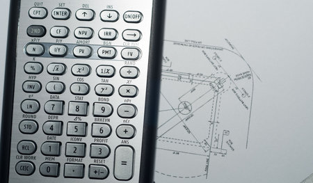 closeup of advanced financial analysis calculator background