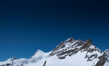 Summit of snow mountain in Switzerland in summer