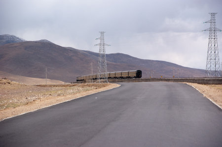 Beautiful landscape with road to the heavenの写真素材