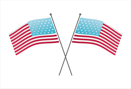 crossed american flagsのイラスト素材