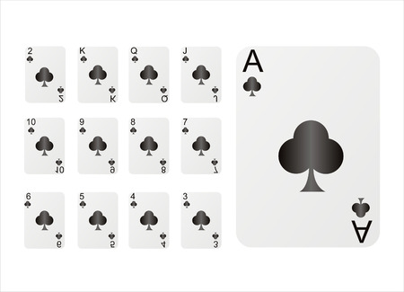 set of playing cards of clubsのイラスト素材