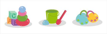 set of 3 toys iconsのイラスト素材