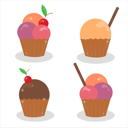 set of 4 cakes iconsのイラスト素材