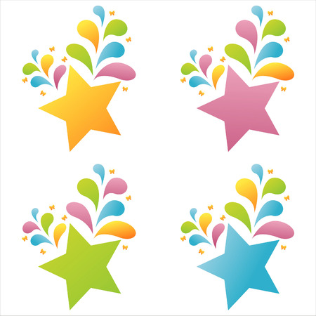 set of 4 colorful starsのイラスト素材