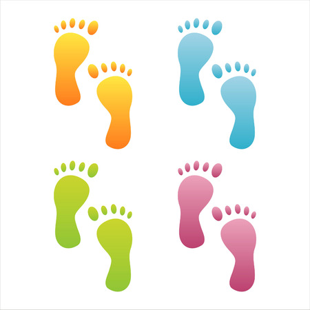 set of 4 colorful foot stepsのイラスト素材