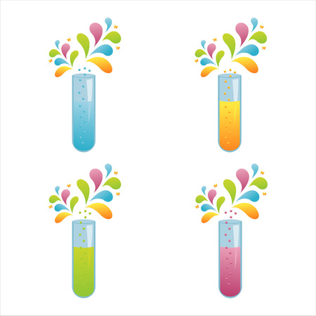 set of 4 colorful chemical bottlesのイラスト素材