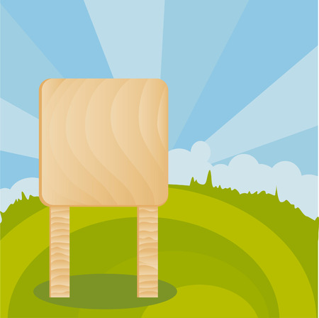 wooden desk over nature landscapeのイラスト素材