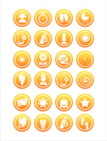 set of 21 orange different signsのイラスト素材