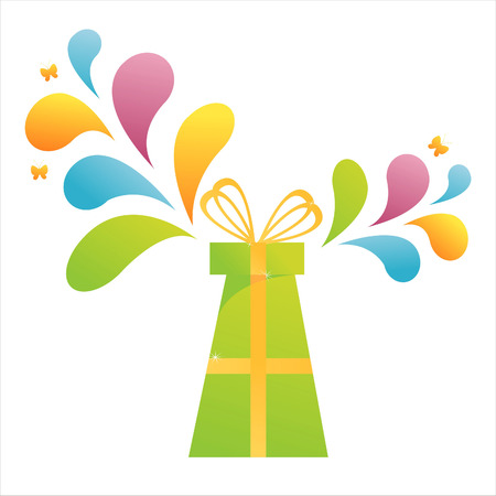 gift with colorful splashのイラスト素材