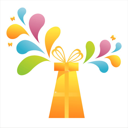 gift with colorful splashのイラスト素材