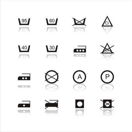 set of 16 laundry iconsのイラスト素材