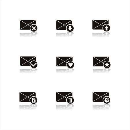set of 9 black letter iconsのイラスト素材