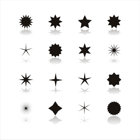 set of 16 black star iconsのイラスト素材