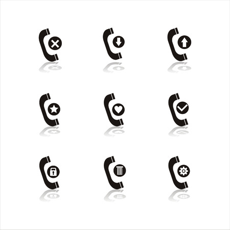 set of 9 black phone iconsのイラスト素材