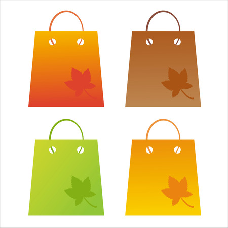 set of 4 autumn shopping bagsのイラスト素材