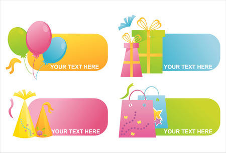 set of 4 birthday bannersのイラスト素材