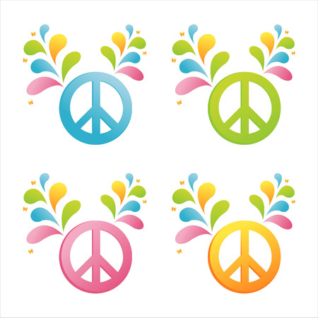 set of 4 colorful peaceのイラスト素材