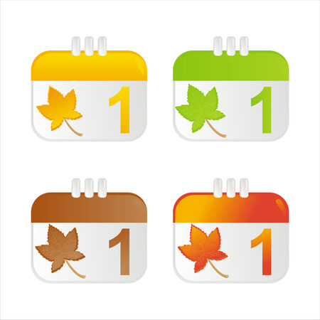 set of 4 autumn calendar iconsのイラスト素材