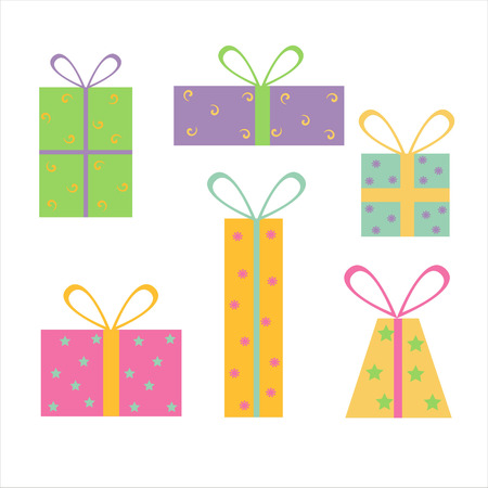 set of 6 cute giftsのイラスト素材