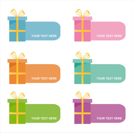 set of 6 colorful gifts framesのイラスト素材
