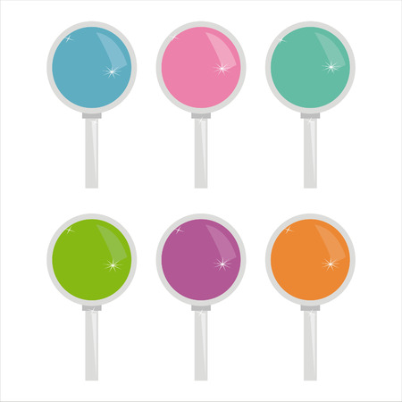 set of 6 colorful magnifying glasses iconsのイラスト素材