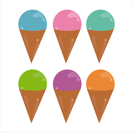 set of 6 colorful ice-creams iconsのイラスト素材