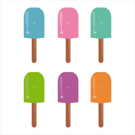 set of 6 colorful ice-creams iconsのイラスト素材