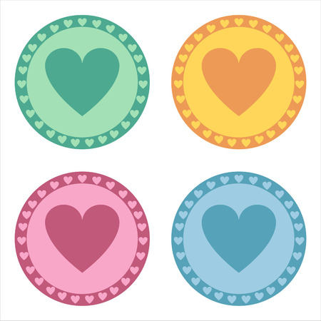 set of 4 colorful hearts stickersのイラスト素材