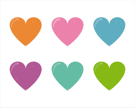 set of 6 colorful hearts iconsのイラスト素材