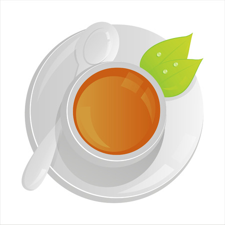 tea cup isolated on whiteのイラスト素材