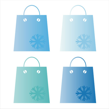 set of 4 winter shopping bagsのイラスト素材