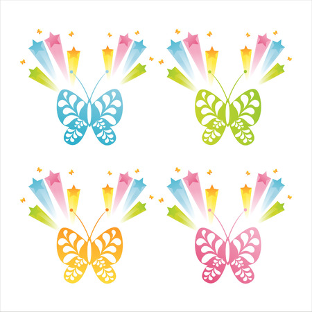 set of 4 butterflies with splashesのイラスト素材