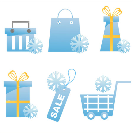 set of 6 winter shopping iconsのイラスト素材