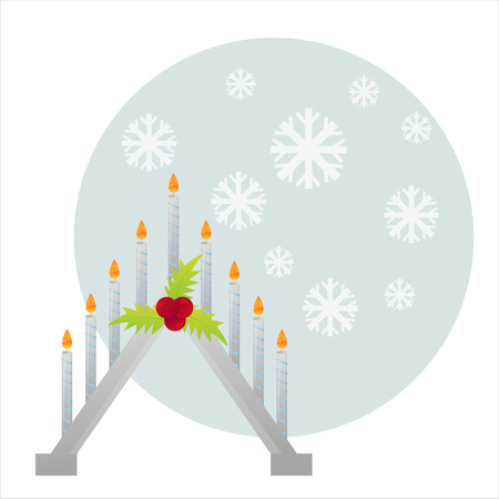 christmas candles over snowflake backgroundのイラスト素材