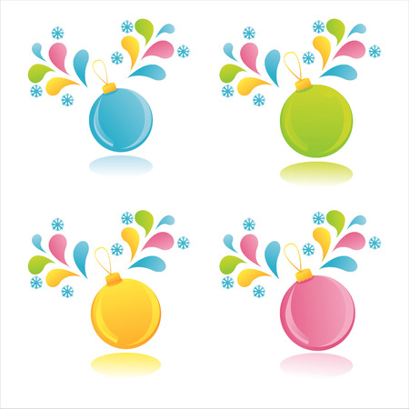 set of 4 christmas balls with splashesのイラスト素材