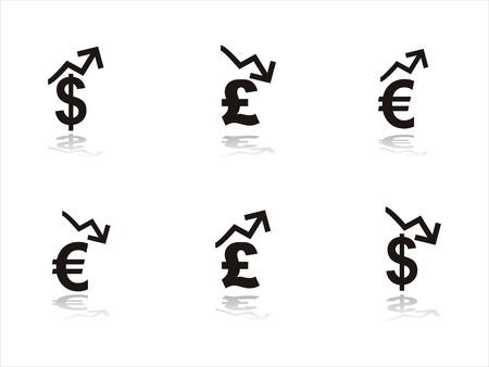 set of 6 black finance iconsのイラスト素材