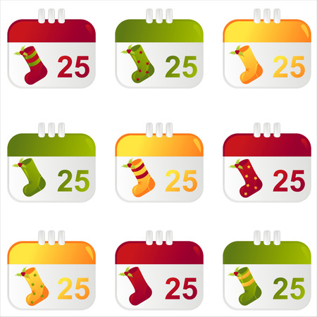 set of 9 christmas calendar iconsのイラスト素材