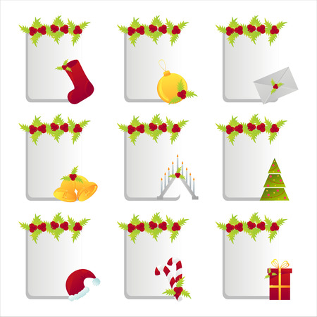 set of 9 christmas framesのイラスト素材