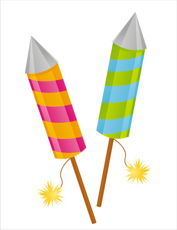 colorful fireworks isolated on whiteのイラスト素材